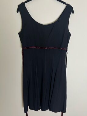 Vintage Black Sleeveless Fit & Flare Dress with Red Trim